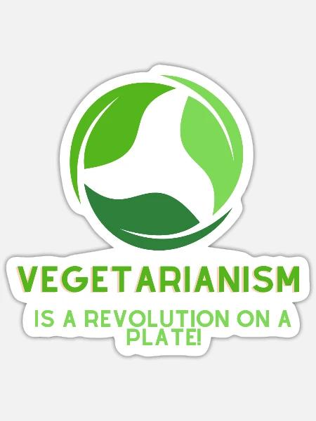 Vegetarianism is a revolution on a plate! - Sticker - white matte