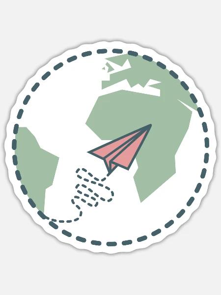 Flying Around The Globe - Sticker - white matte