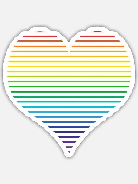 Rainbow Lasers Heart - Sticker - white matte