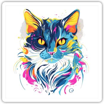 Blue Cat - Sticker - white matte - Front