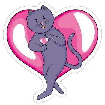 Russian Blue Cat in Love - Sticker - white matte - Front