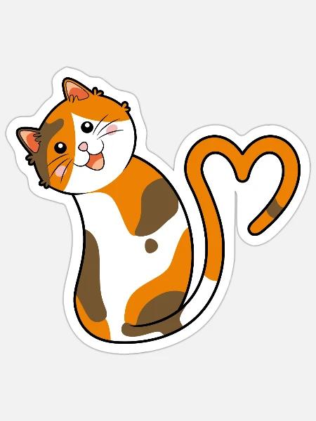 Calico Cat Love - Sticker - white matte