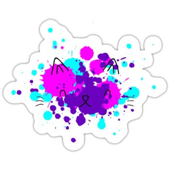 Cat face in paint - Sticker - white matte - Front