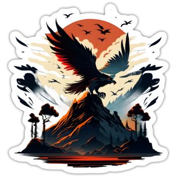 Golden eagle on snow mountain - Sticker - white matte - Front