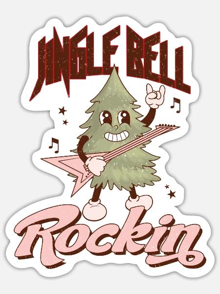 rockin Disco-themed Santa Funky Santa Disco ball R - Sticker - white matte