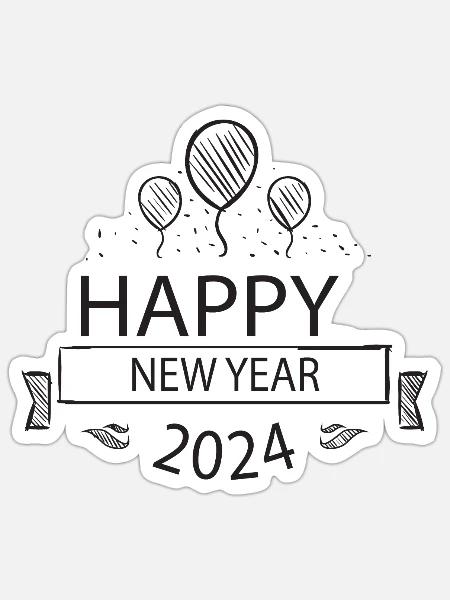 happy new year 2024 - Sticker - white matte