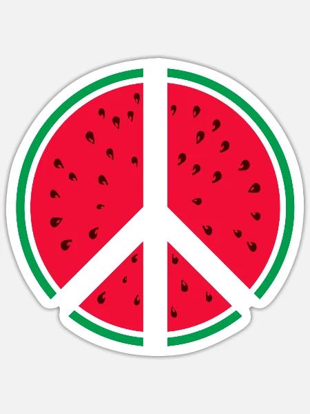 Watermelon Peace Sign - Sticker - white matte