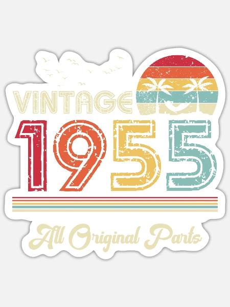 Vintage 1955 All Original Parts 68th Birthday Gift - Sticker - white matte