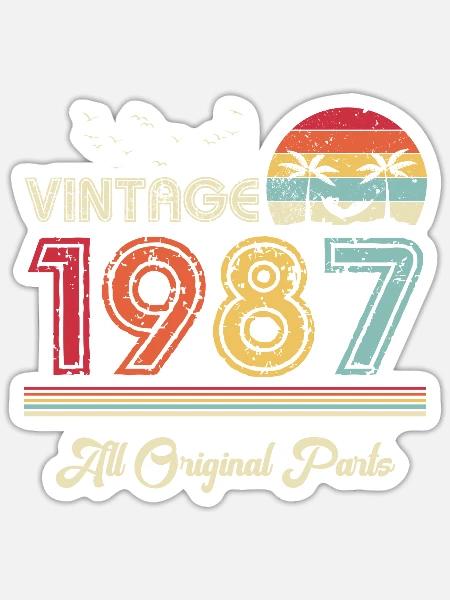 Vintage 1987 All Original Parts 36th Birthday Gift - Sticker - white matte