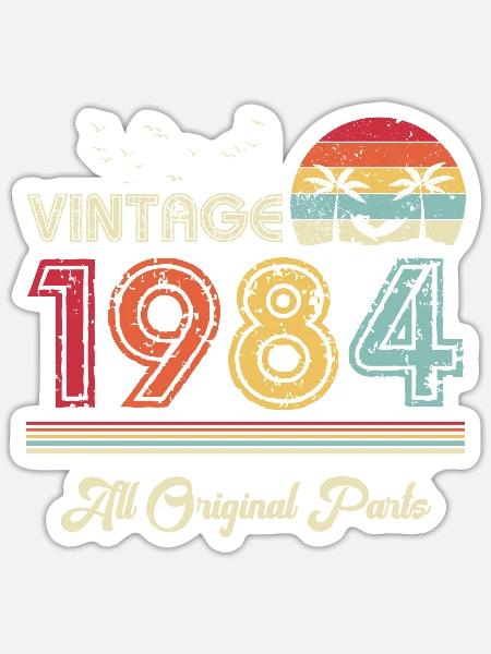 Vintage 1984 All Original Parts 39th Birthday Gift - Sticker - white matte