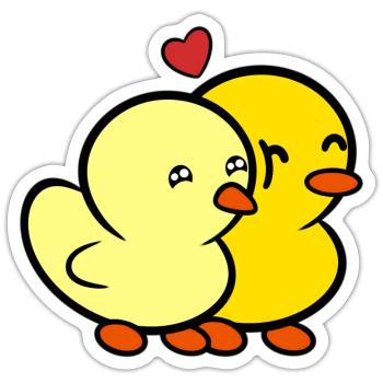 Duckie and Duck Nuzzle - Sticker - white matte - Front