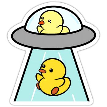 UFO - Duckie and Duck - Sticker - white matte - Front