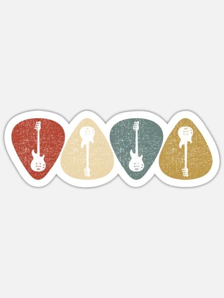 Vintage Guitar Pick Guitarist - Sticker - white matte