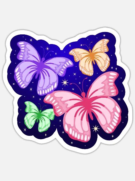 Cute Butterflies Design - Sticker - white matte