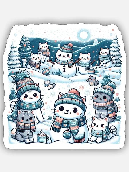 Winter Whiskerland - Sticker - white matte