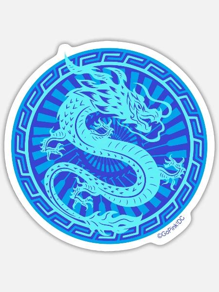 Dragon Circle Medallion - Sticker - white matte