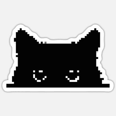 【ステッカー付き】GADID ANONIEM PIXEL / BLACK Peeking Black Cat Pixel Art' Sticker | Spreadshirt