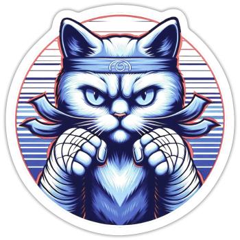Fighting Angry Blue Cat - Sticker - white matte - Front