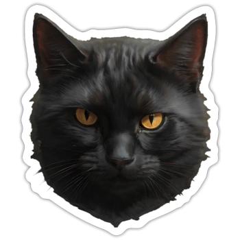 black cat face - Sticker - white matte - Front