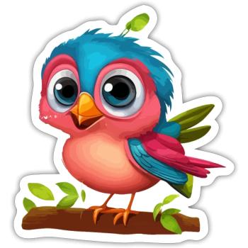 Cute Bird cartoon - Sticker - white matte - Front