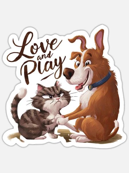 Pets at Play - Sticker - white matte