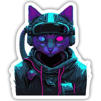 BLUE CAT !! - Sticker - white matte - Front