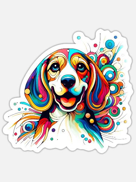 Сheerful abstract beagle - Sticker - white matte