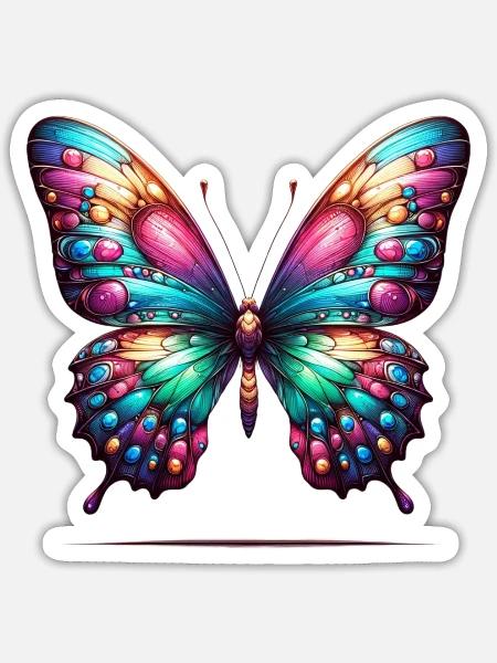 Kaleidoscopic: The Vibrant Butterfly - Sticker - white matte
