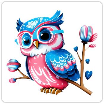 Red White and Blue Owl - Sticker - white matte - Front