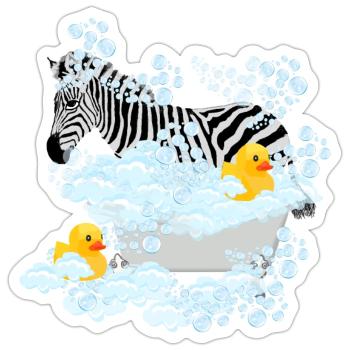 zebra, bubbles and rubber duckies - Sticker - white matte - Front