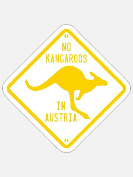 No Kangaroos in Austria Road Sign - Sticker - white matte