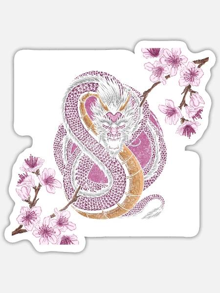 Japanese Fish Katana Rising Sun - Sticker - white matte