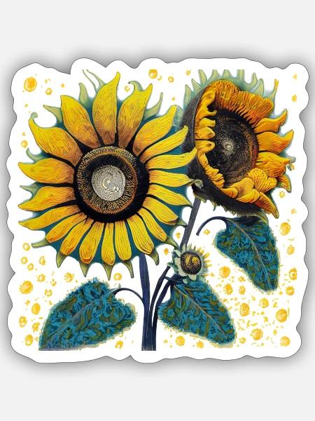 Amazing sunflowers - Sticker - white matte