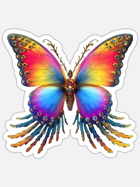 Boho Butterfly Radiance - Sticker - white matte