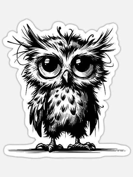 Hibou Je n’ai pas l’air fatigué - Je suis fatigué - Sticker - blanc mat