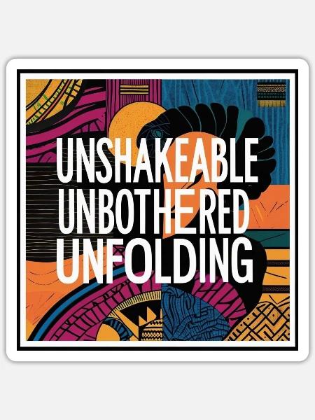 Unshakeable. Unbothered.Unfolding. - Sticker - white matte