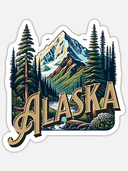 Alaska Mountains Nature Alaskan Wilderness - Sticker - white matte