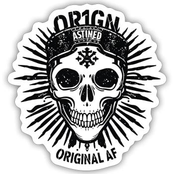 Dark Sunburst Skull Emblem - Sticker - white matte - Front