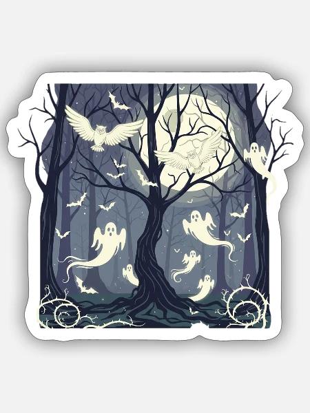 Moonlit Ghost Forest - Sticker - white matte