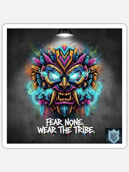 Tribal Mask Series – Ethnic Art Streetwear - Sticker - white matte