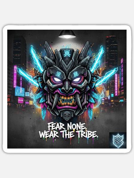 Techno Samurai Style – Cyberpunk Warrior - Sticker - white matte
