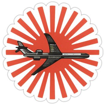Red Sunburst plane Emblem - Sticker - white matte - Front