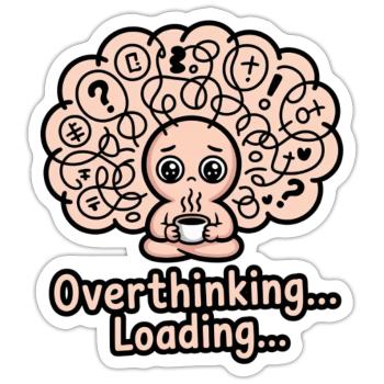 Overthinking Loading Brain - Sticker - white matte - Front