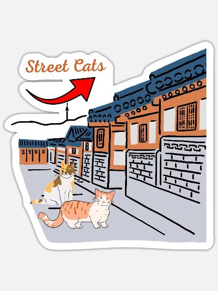 Street Cats Alley Scene - Sticker - white matte