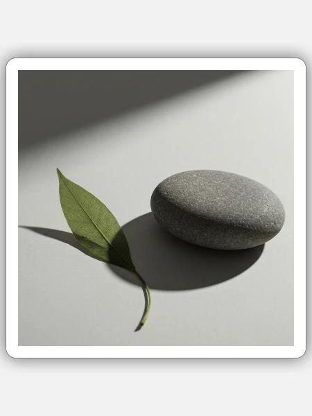 Zen Pebble and Leaf - Sticker - white matte