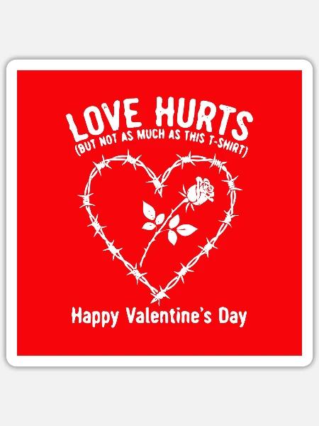 Love Hurts Heart Barbed Rose - Sticker - white matte