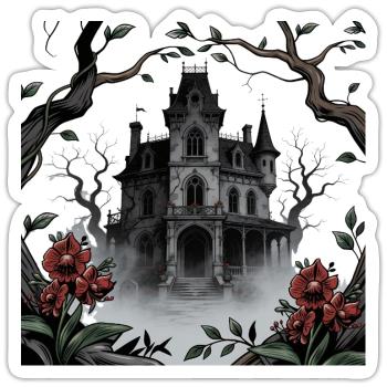 Gothic Manor in Mist - Sticker - white matte - Front