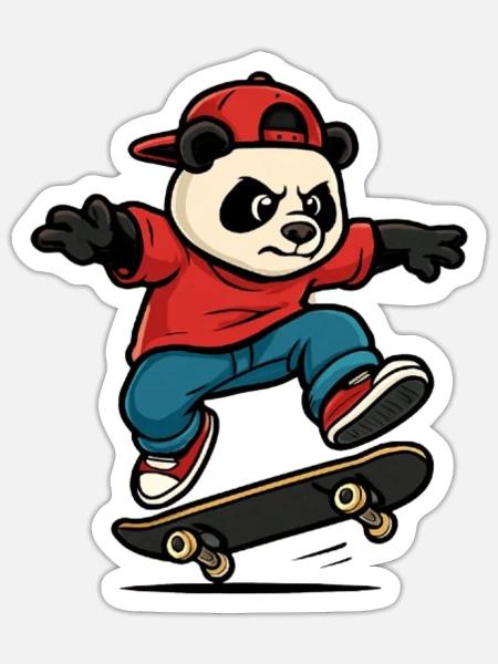 Kickflip Panda - Sticker - white matte
