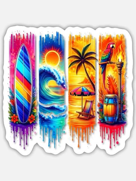 the beach is nice - Sticker - white matte