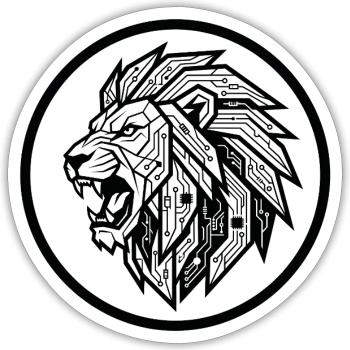 Future Tech Lion - Geometric Circuit Art - Sticker - white matte - Front